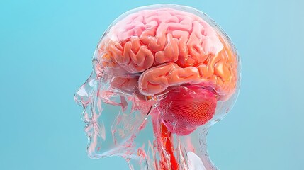Poster - AI Brain Hologram, a vivid representation of interconnected neural pathways, glowing softly against a deep blue backdrop, symbolizing advanced technology and intelligence.
