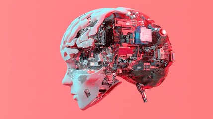 Poster - Vibrant AI Brain Illustration, dynamic depiction of an abstract brain design showcasing colorful neural connections, perfect for technology and innovation themes, isolated on clear backdrop
