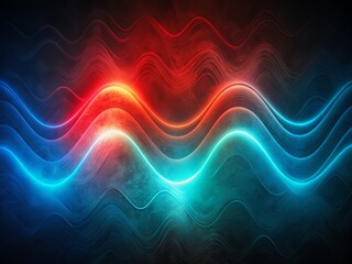 Poster - Vibrant gradient background featuring glowing red, blue, and teal abstract color waves on a dark, noisy, textured black backdrop with a grainy effect.