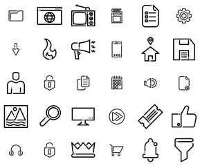 Mega Set Of Vector Ricon Outline Vector Symbols Apps, Websites Ui Designs Suitable For Document,Audio,File,Home,Speaker Business Infographic Elements Logo Vector Illustration