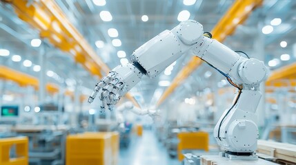 Poster - Automated Robotics Factory, a cutting-edge facility employing advanced robotics and artificial intelligence to optimize production efficiency and streamline manufacturing processes
