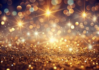 Poster - Dazzling bokeh background radiates warm light, infused with sparkling glitter and diamond dust, showcasing subtle tonal variations in a mesmerizing, AI-generated visual spectacle.