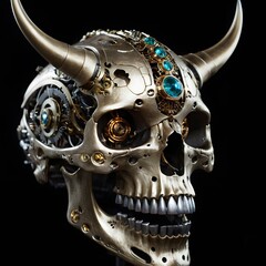 Golden Cyber Skull Generated AI