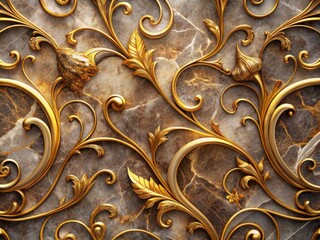 Wall Mural - Luxurious abstract stone background with intricate golden patterns, swirls, and textures, evoking opulence, sophistication, and elegance, perfect for luxury and high-end design projects.