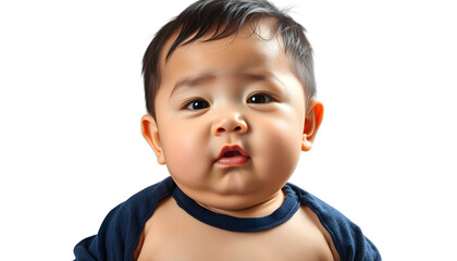 Fat and healthy Asian baby boy isolated with white highlights, png