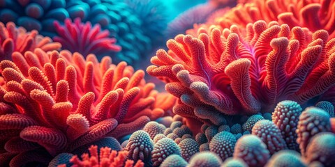 Poster - Vibrant coral-hued abstract background featuring intricate organic texture of hard coral, with subtle gradations and undulating patterns, evoking an underwater world.