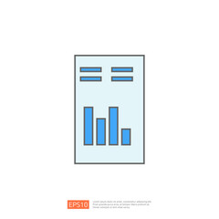 Poster - Blue bar chart on white paper. Vector illustration, flat design style, icon, sign, symbol for website design, mobile app, UI.