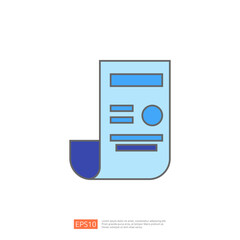 Poster - Blue and white icon of a document on a white background. A simple and modern icon for use in web design or mobile applications.