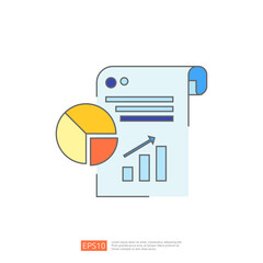 Poster - A colorful icon of a document with a pie chart and bar graph, representing data analysis, business strategy, and growth.