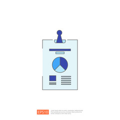 Poster - A colorful icon of a document with a pie chart and bar graph, representing data analysis, business strategy, and growth.