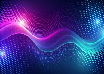 Poster - Vibrant blue and purple gradient background features wavy dotted patterns, creating a mesmerizing and futuristic visual effect perfect for digital designs and wallpaper creations.
