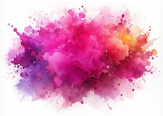 Poster - Vibrant fuchsia watercolor splash creates a dynamic abstract background with soft, blended edges and subtle texture, perfect for adding pop of color to designs.