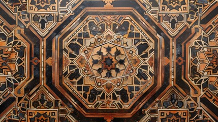Poster - An elegant Arabic design with a series of repeating hexagonal and octagonal patterns.