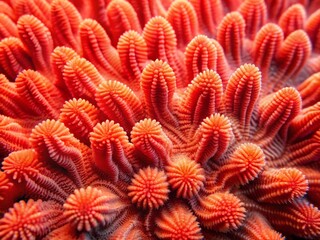 Poster - Vibrant coral-hued abstract background featuring organic texture of hard coral, resembling a stylized, natural pattern with intricate details and subtle gradations.