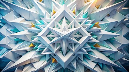 Poster - Vibrant white geometric shapes dynamically intersect and overlap, creating a modern, abstract, high-contrast background with a sense of movement and visual tension.