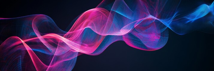 Poster - Abstract art image depicting flowing neon lights, symbolizing motion, energy, dynamism, and digital technology.