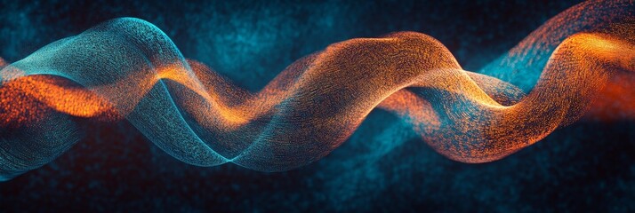 Poster - an abstract image featuring a blue and orange wave pattern on a dark background. the image evokes co