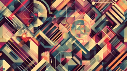 Poster - An intricate business pattern with geometric shapes and lines arranged in a repeating design.