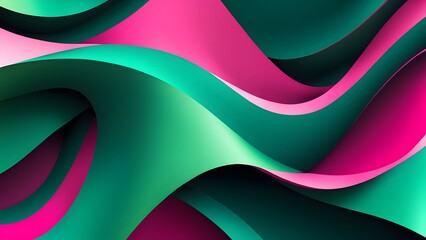 Wall Mural - Sleek Vector Pattern Featuring Green and Pink Abstract Elements. Dynamic Colorful Background