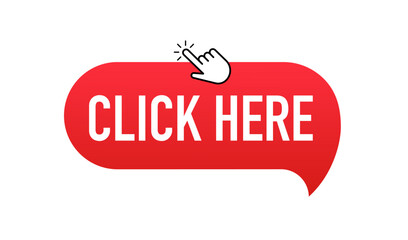 Poster - Click here button with arrow pointer. Computer mouse cursor icon. Cursor click, pointing hand clicking icons. Vector illustration