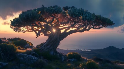 Canvas Print - Lone Tree at Sunset.