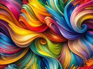 Poster - Color brush paint ribbon stroke swirl abstract splash background wave. Brush brushstroke color ribbon paint stroke flow shape wavy design paintbrush pen fluid rainbow element texture acrylic 3D line.
