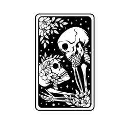 skull lover card | relationship goal | death love | floral skeleton | floral dead lover | tarot card