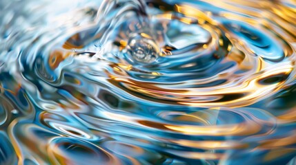 Fototapete - This mesmerizing image showcases hypnotic water ripples with vivid reflections of various colors, perfect for creating an intriguing and captivating visual effect for any project.