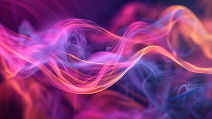 Poster - An abstract image highlighting intricate colored waves, showcasing movement and fluidity, predominantly using hues of pink, purple, and blue to evoke emotions of serenity.