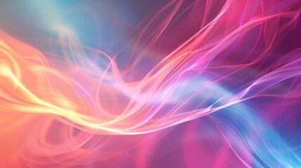 Poster - An abstract image showcasing colorful flowing waves with a smooth texture, blending hues of pink, blue, and orange to create a visually soothing and dynamic effect.