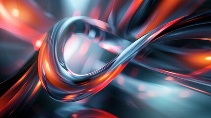 Aufkleber - An abstract image featuring intertwined metallic shapes with dynamic forms and reflections, creating a visually stunning contemporary art piece with a futuristic vibe.