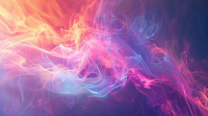 Poster - Smoke-like abstract shapes blend warm and cool tones, creating a dynamic and stirring visual impact that evokes a sense of mystery and fluidity.