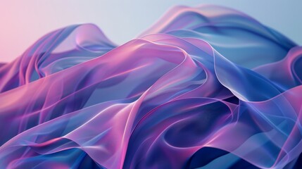 Poster - An elegant digital creation showcasing delicate sheer fabric-like forms in soothing pink and blue shades, evoking a sense of fluidity and calm in an abstract manner.