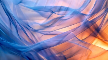 Poster - An abstract image with soft blue and orange waves, seamlessly blending to create a dreamy and serene atmosphere, evoking a sense of calmness and fluid motion.