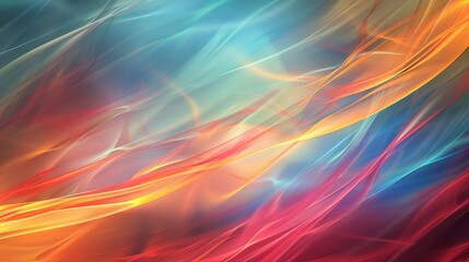 Poster - An image with flowing streaks of vibrant colors, including red, blue, and yellow, forming a dynamic and smooth abstract pattern filled with movement and elegance.