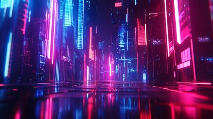 Wall Mural - Neon Cityscape