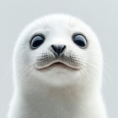 A close up of a baby seal looking at the camera.