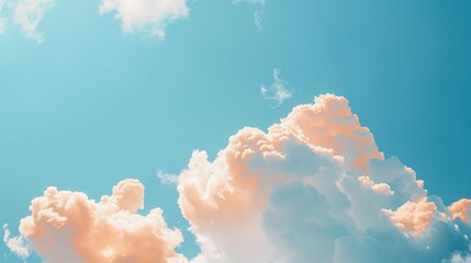Poster - A serene sky with fluffy, soft-colored pastel clouds on a clear day, evoking feelings of calmness, peace, and tranquility.