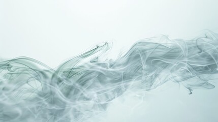 Poster - Abstract swirl of light green and gray smooth smokey lines creating a fluid, dynamic and ethereal artistic impression against a light background.