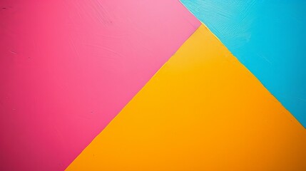 Poster - This image showcases a vibrant geometric pattern in pink, yellow, and blue colors, creating a lively and modern abstract background perfect for various designs.