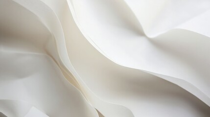 Poster - This image shows a close-up view of white wrinkled sheets placed together to create flowing patterns, giving an impression of movement and softness. It invokes feelings of comfort and calm.