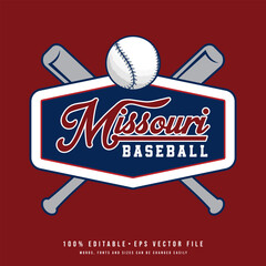 Canvas Print - Missouri baseball college t-shirt design printable text effect vector