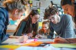 © ChaoticMind - A group of students gathered around a shared desk are diligently studying together, contributing to a collaborative learning environment where they exchange ideas and support each other.
