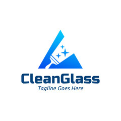 Sticker - Window cleaning service logo. Window glass cleaning vector logo