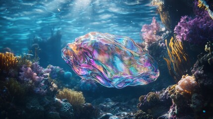 Wall Mural - Underwater Bubble and Coral Reef