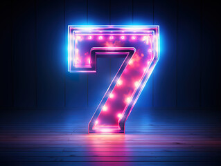 Fantastic Number 7 alphabet neon retro