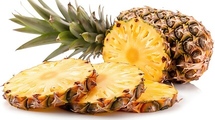 Pineapple slice, single object, Di-cut PNG style, isolated white background