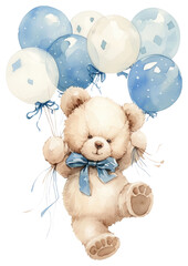 Wall Mural - PNG  Cute teddy bear with balloons