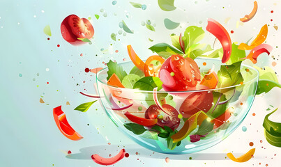 fruits and vegetable herbal concept  for background or 2d illustrator cartoon.