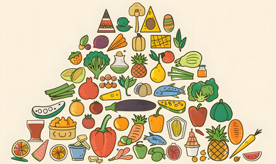 fruits and vegetable herbal concept  for background or 2d illustrator cartoon.